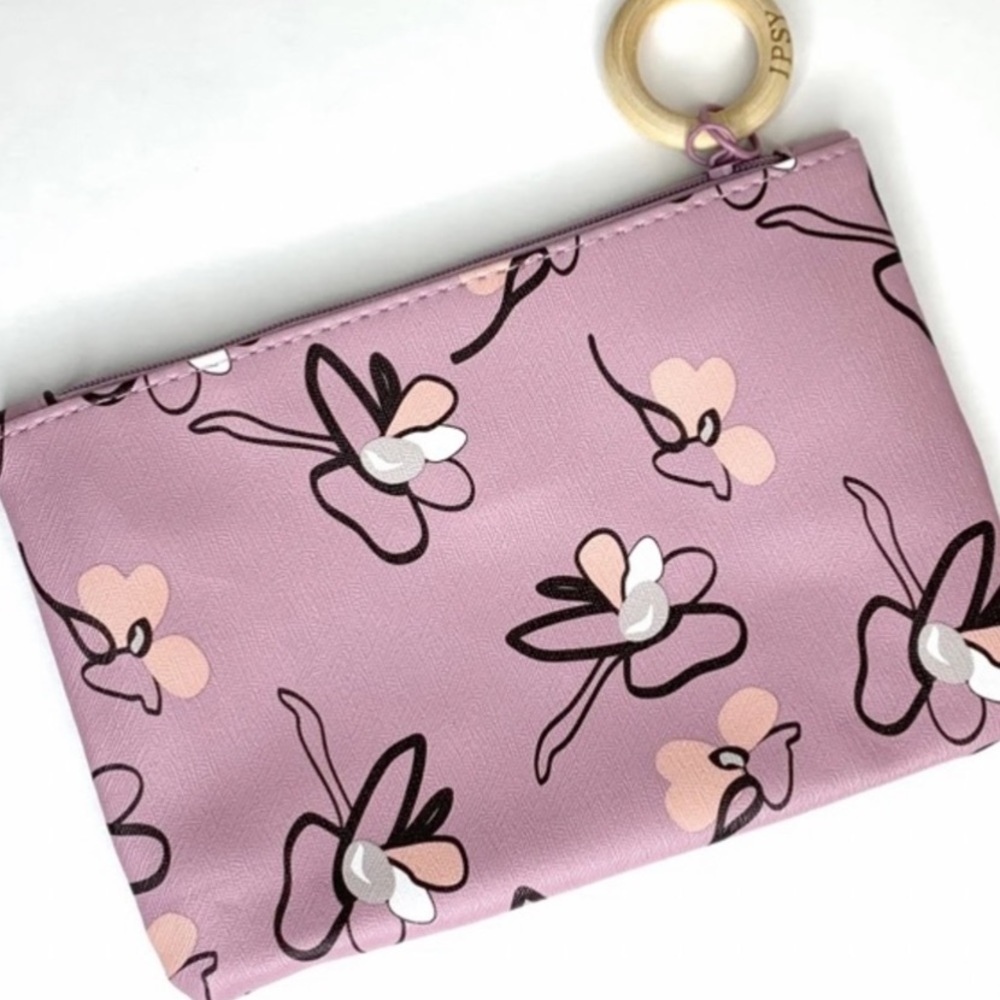 Ipsy Pink Floral Cosmetic Glam Bag